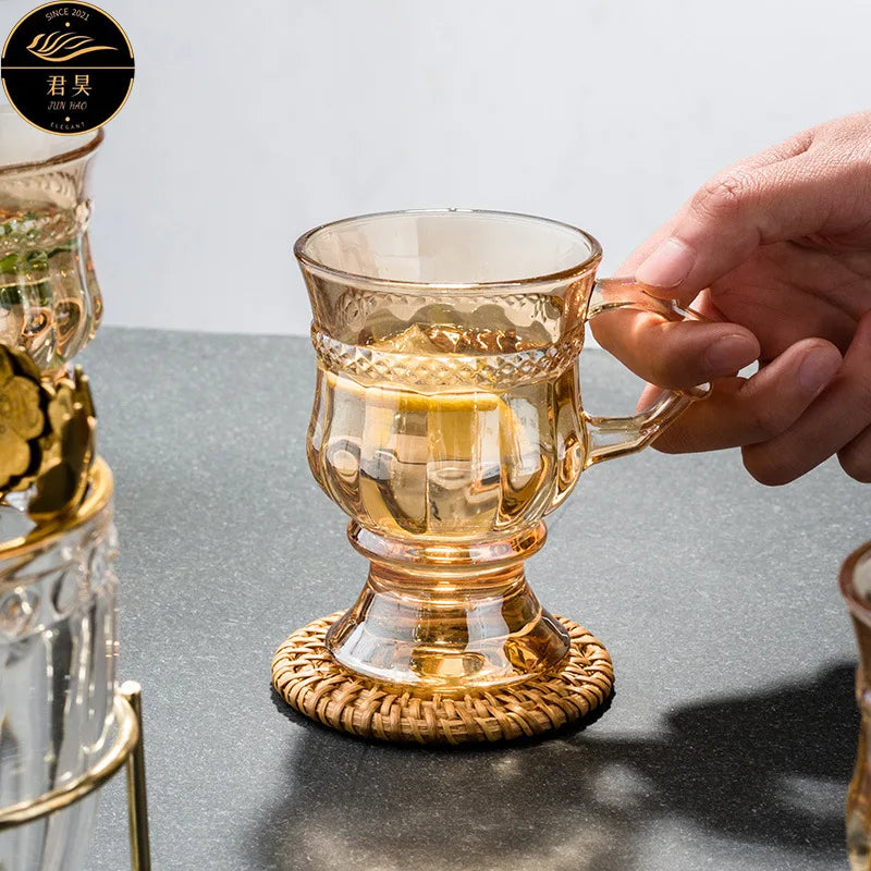 Heat Resistant Thick Glass Cup Luxurious European Style Teacup Coffee Cup Healthy Drink Mug Tea Mugs | Color:Type2