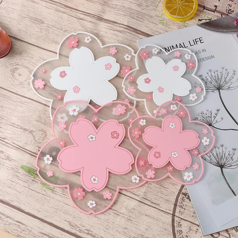 Cherry Blossom Heat Insulation Pad Dining Table Mat Anti-skid Cup pads Non-slip Coaster Kitchen Accessories Coasters Table Mat | 0
