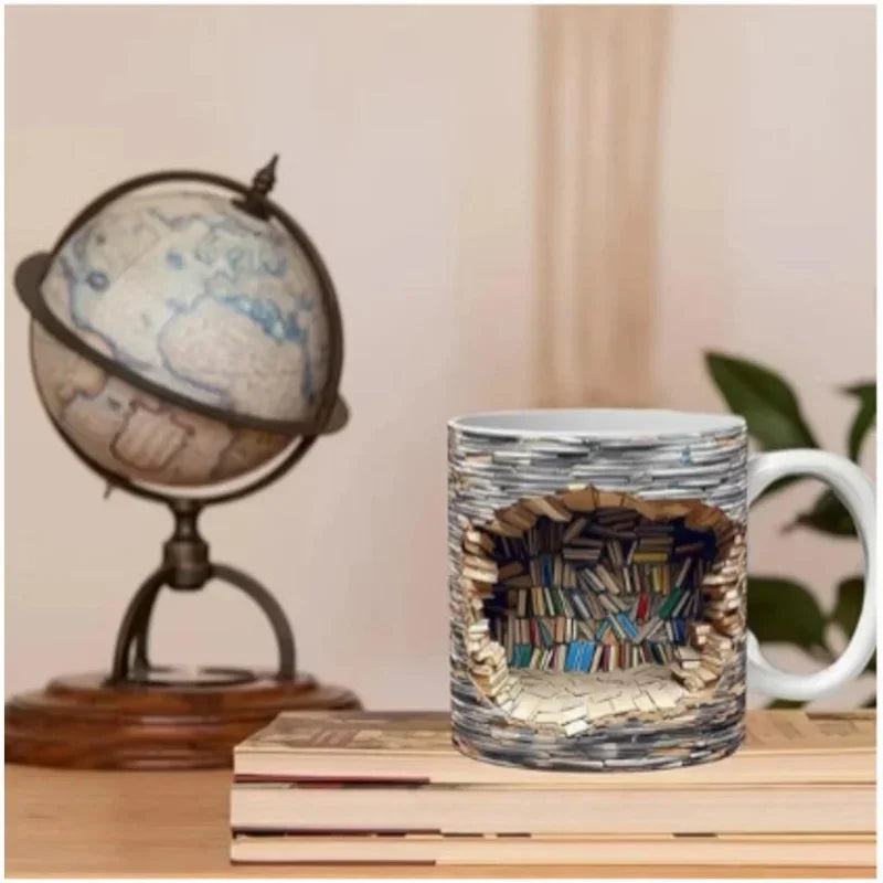 Ceramic 3D  Library Book Mug Shelf Mug Creative Space Design Multi-Purpose Mug Coffee Cup Study Milk Cup Friends Birthday Gift | 2