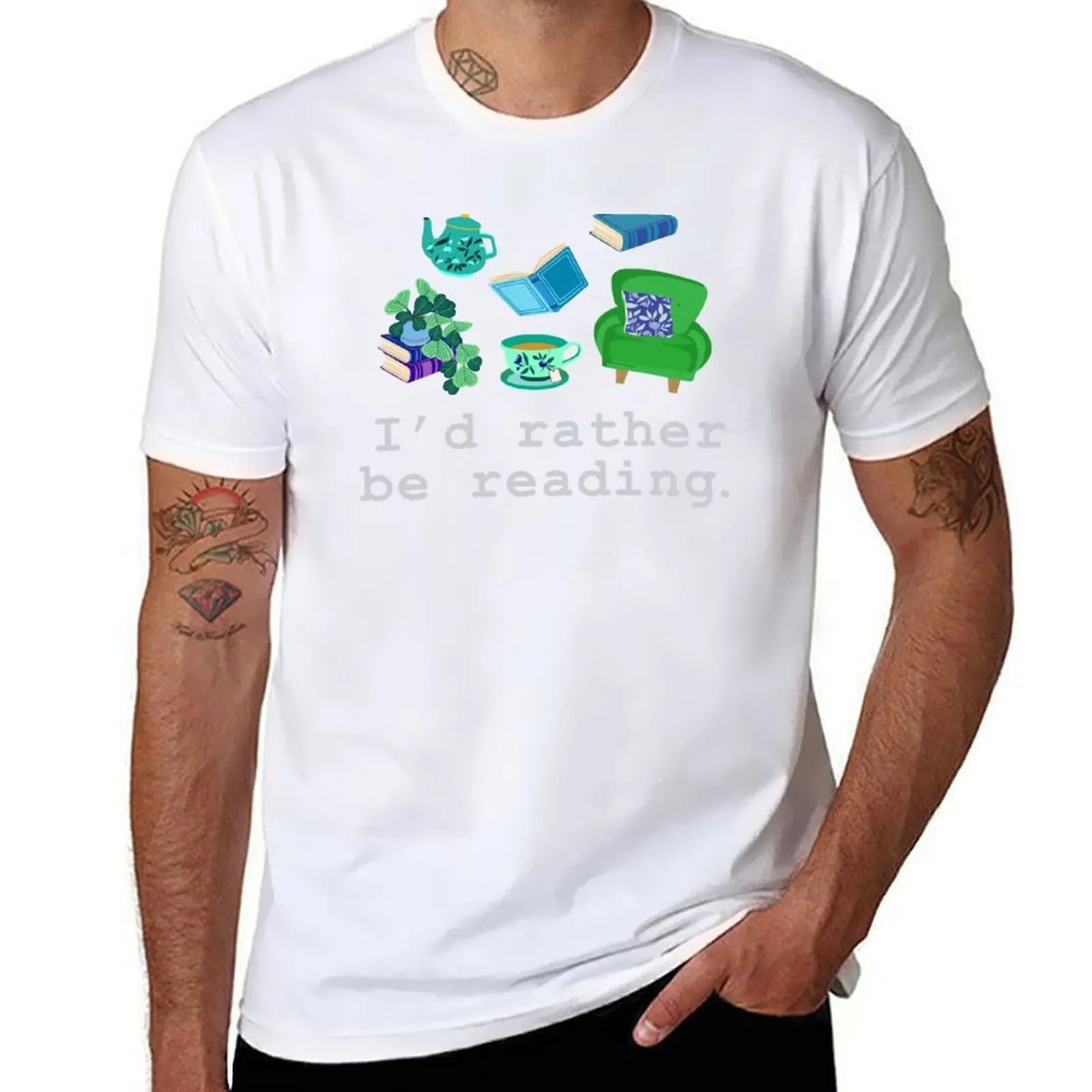 shirt and books tshirt t cotton man tea for anime shirts tees t graphic man T-Shirt Cozy | Color:White