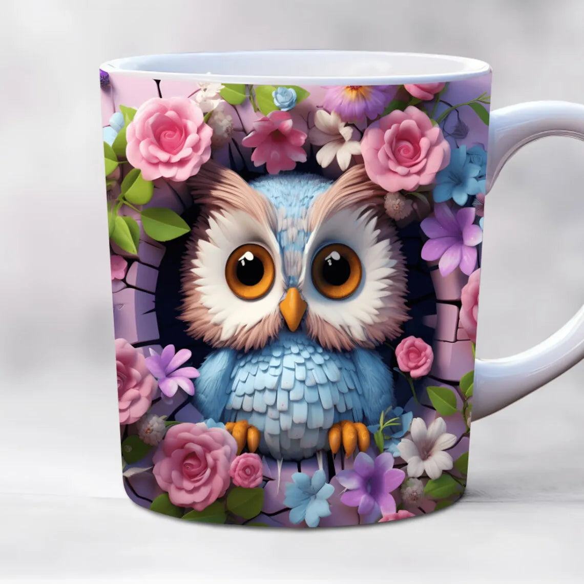 3D creative owl ceramic mug, retro creative coffee water cup, milk breakfast cup | Color:White