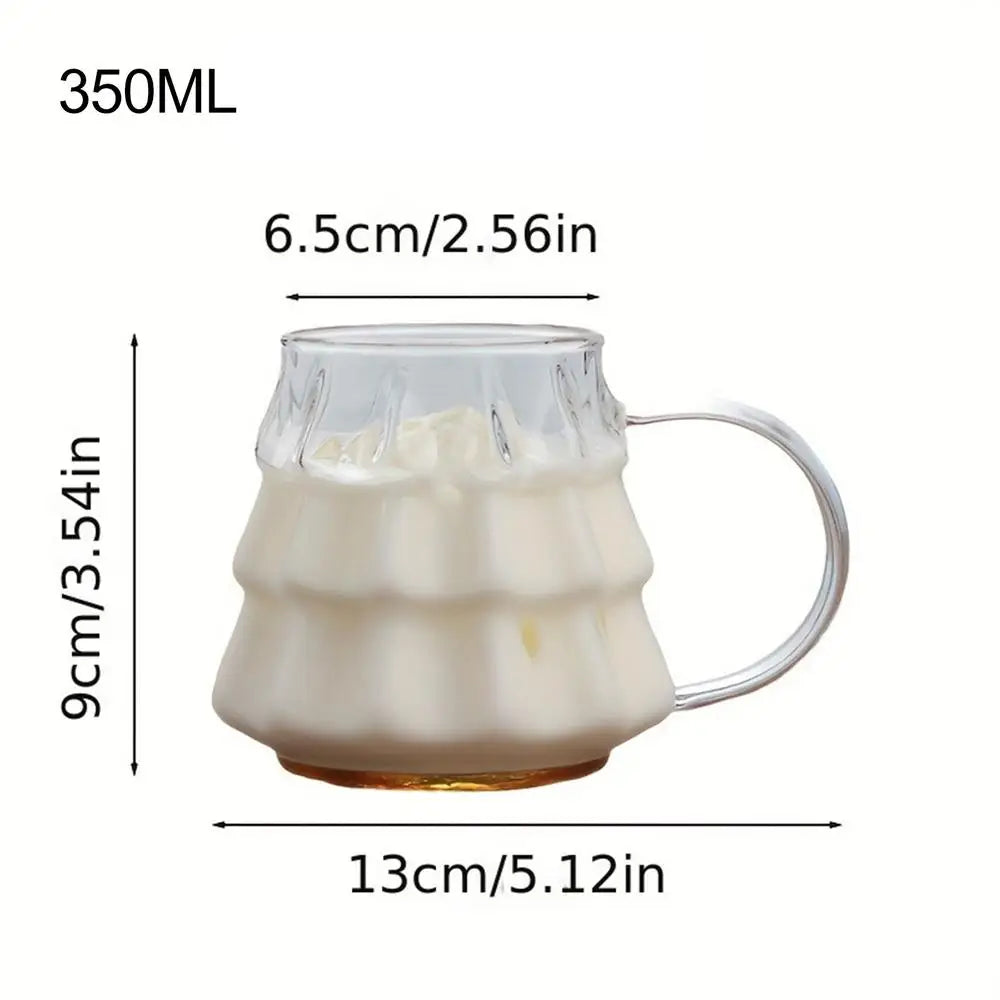 350ML Christmas Tree Mug Heat-Resistant Glass Cup with handle Coffee Mug Drinking Cup Xmas Gift Creative Christmas Glass Cup | Color:A