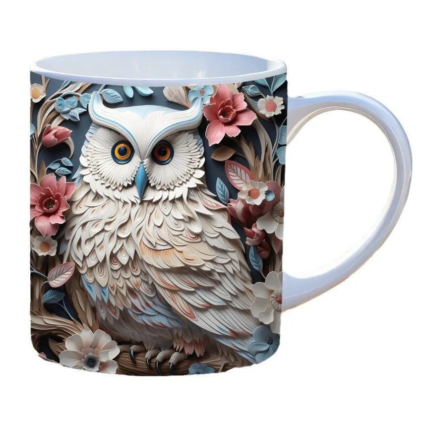 3D creative owl ceramic mug, retro creative coffee water cup, milk breakfast cup | 4