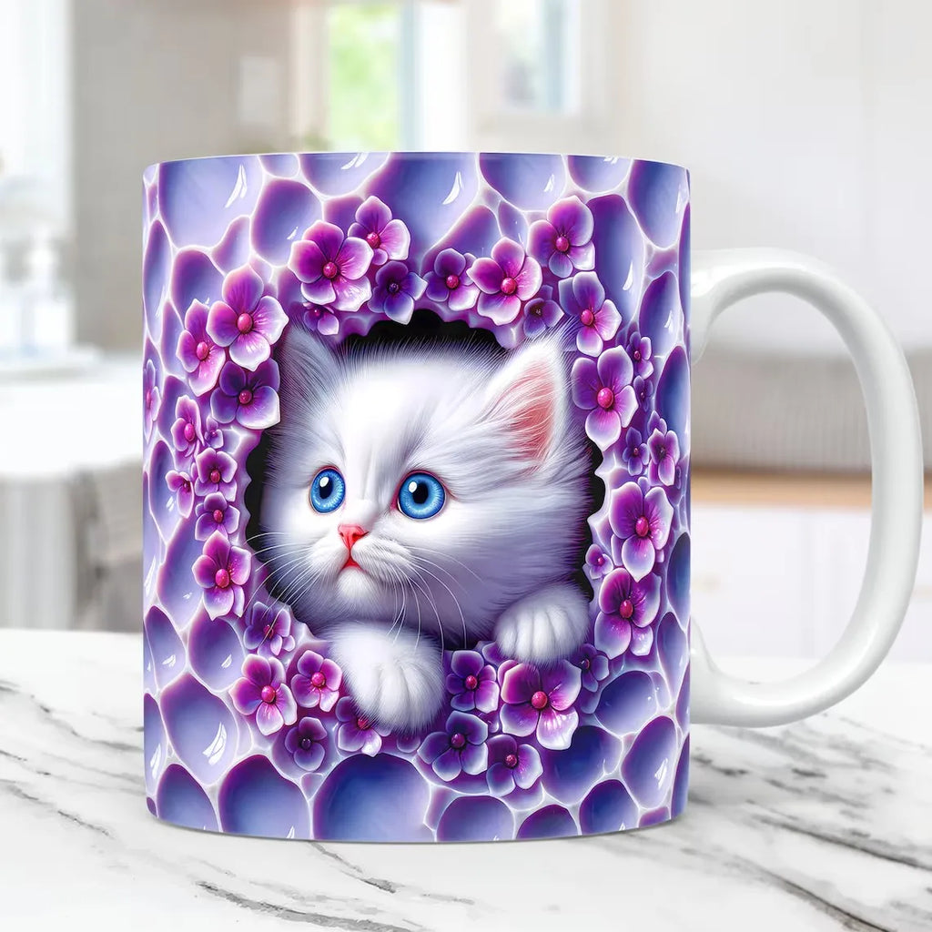 3D cat coffee ceramic mug kitten love friends birthday gift tea cup Christmas gift mug | 5