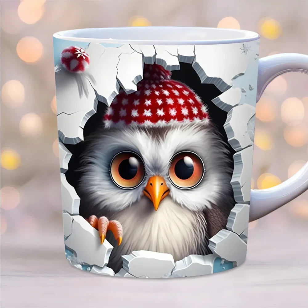 3D creative owl ceramic mug, retro creative coffee water cup, milk breakfast cup | Color:Deep Space Grey
