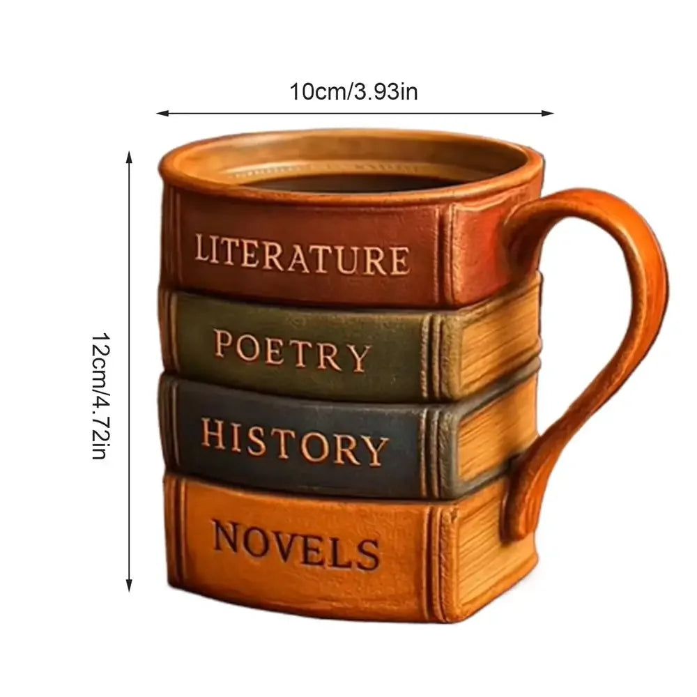 3D Painted Book Design Funny Coffee Mug Resin Wine Cups Heat-resistant Drinkware Mugs With Ergonomic Handle For Whiskey Juice | Color:Brown