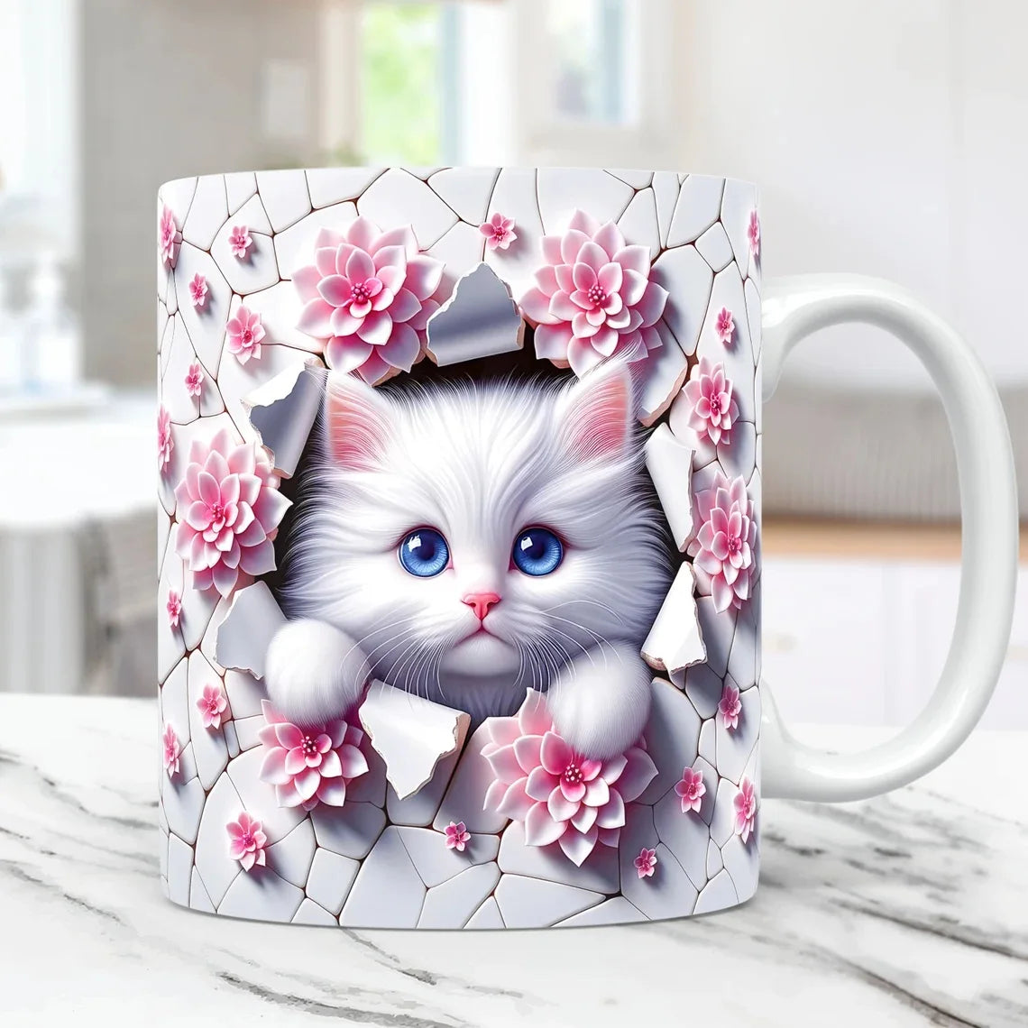 3D cat coffee ceramic mug kitten love friends birthday gift tea cup Christmas gift mug | Color:cat 011