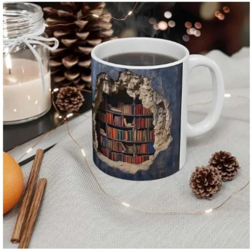 Ceramic 3D  Library Book Mug Shelf Mug Creative Space Design Multi-Purpose Mug Coffee Cup Study Milk Cup Friends Birthday Gift | 3