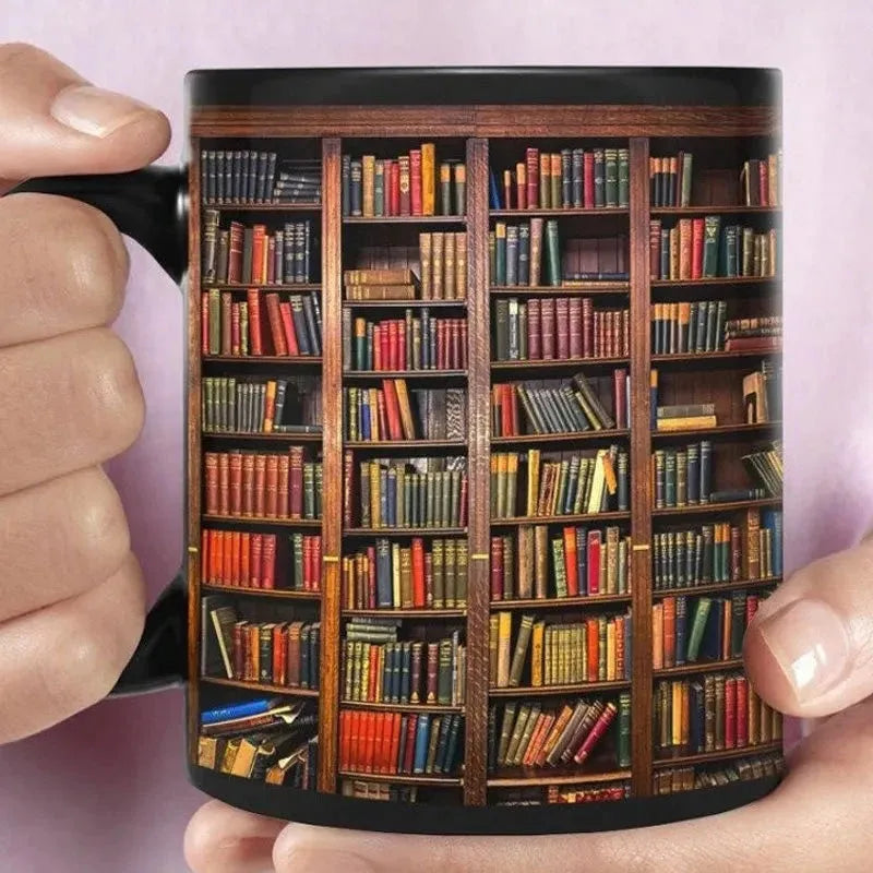 Ceramic 3D  Library Book Mug Shelf Mug Creative Space Design Multi-Purpose Mug Coffee Cup Study Milk Cup Friends Birthday Gift | Color:E
