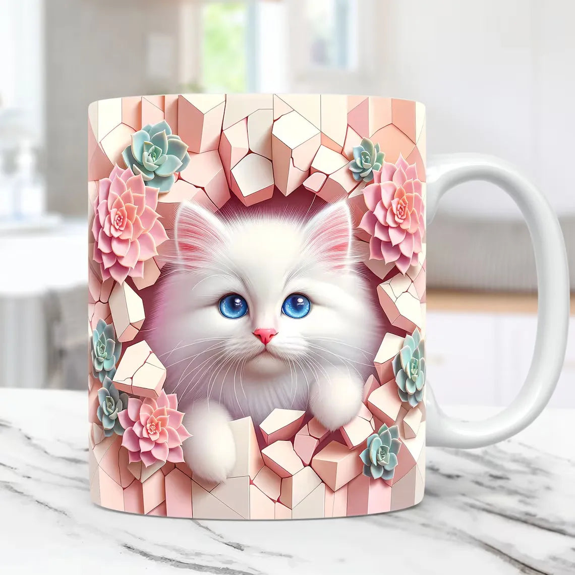 3D cat coffee ceramic mug kitten love friends birthday gift tea cup Christmas gift mug | Color:cat 017