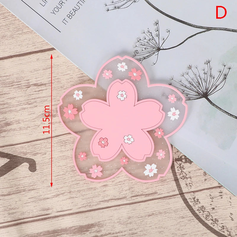 Cherry Blossom Heat Insulation Pad Dining Table Mat Anti-skid Cup pads Non-slip Coaster Kitchen Accessories Coasters Table Mat | Color:D-S
