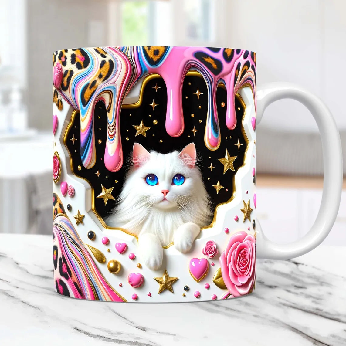 3D cat coffee ceramic mug kitten love friends birthday gift tea cup Christmas gift mug | Color:cat 019