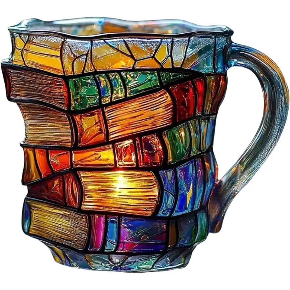 Painted Book Mug With 3D Stacked Book Design, Colorful Coffee Cup For Book Lovers And Home Decor Desk Decor Gift Idea | Color:A2