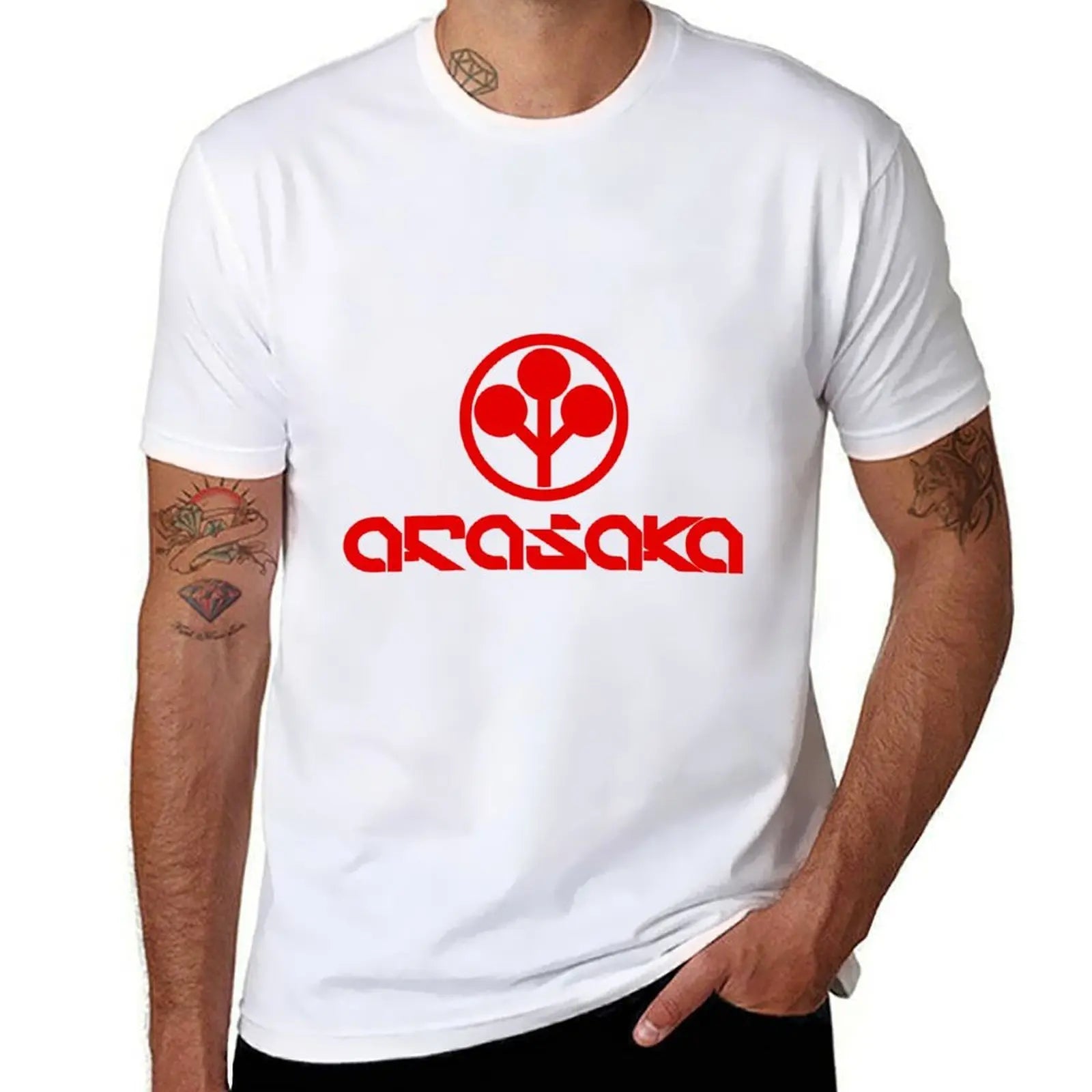 Arasaka Logo- Cyberpunk 2077 T-Shirt Aesthetic clothing tops quick-drying funny gifts mens t shirts casual stylish | Color:White