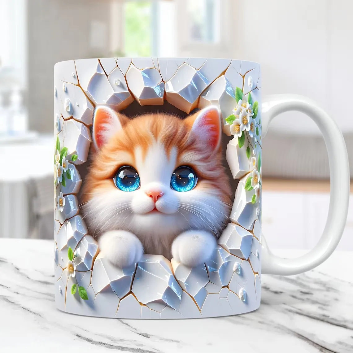 3D cat coffee ceramic mug kitten love friends birthday gift tea cup Christmas gift mug | 2