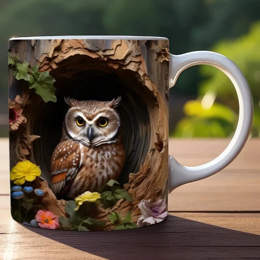 3D creative owl ceramic mug, retro creative coffee water cup, milk breakfast cup | 1
