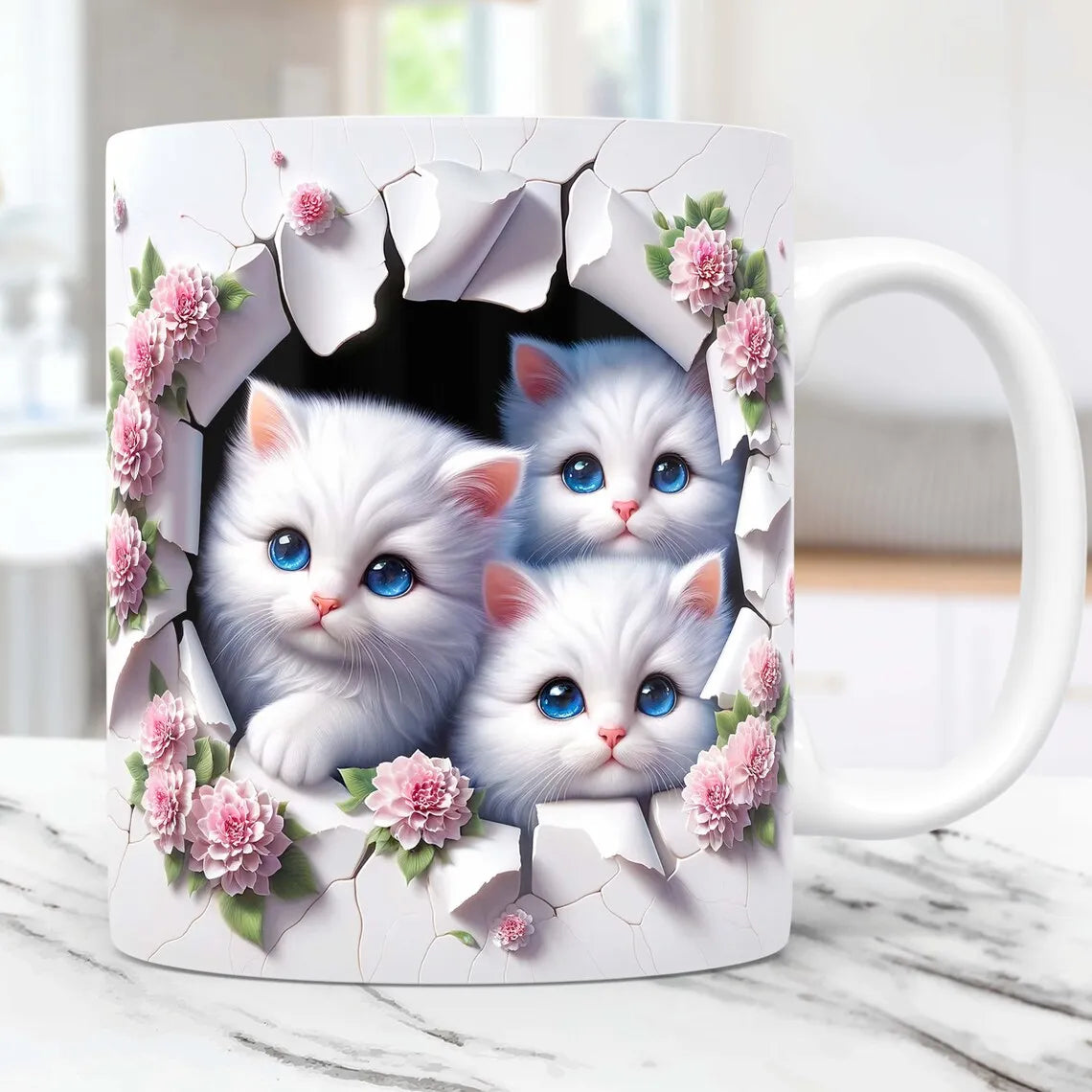 3D cat coffee ceramic mug kitten love friends birthday gift tea cup Christmas gift mug | Color:cat 012