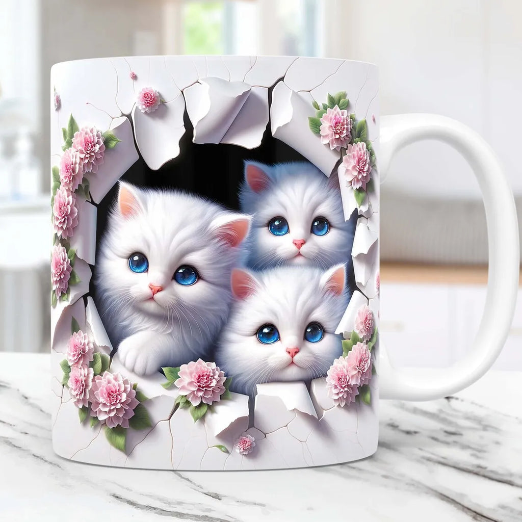 3D cat coffee ceramic mug kitten love friends birthday gift tea cup Christmas gift mug | 4