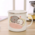 New Peach and Goma cat Enamel cup Coffee tea Mug cute animal Breakfast Dessert milk water cup couple gift | Color:22