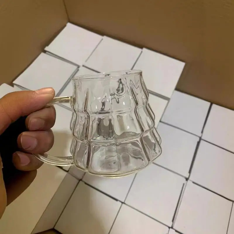 350ML Christmas Tree Mug Heat-Resistant Glass Cup with handle Coffee Mug Drinking Cup Xmas Gift Creative Christmas Glass Cup | 3