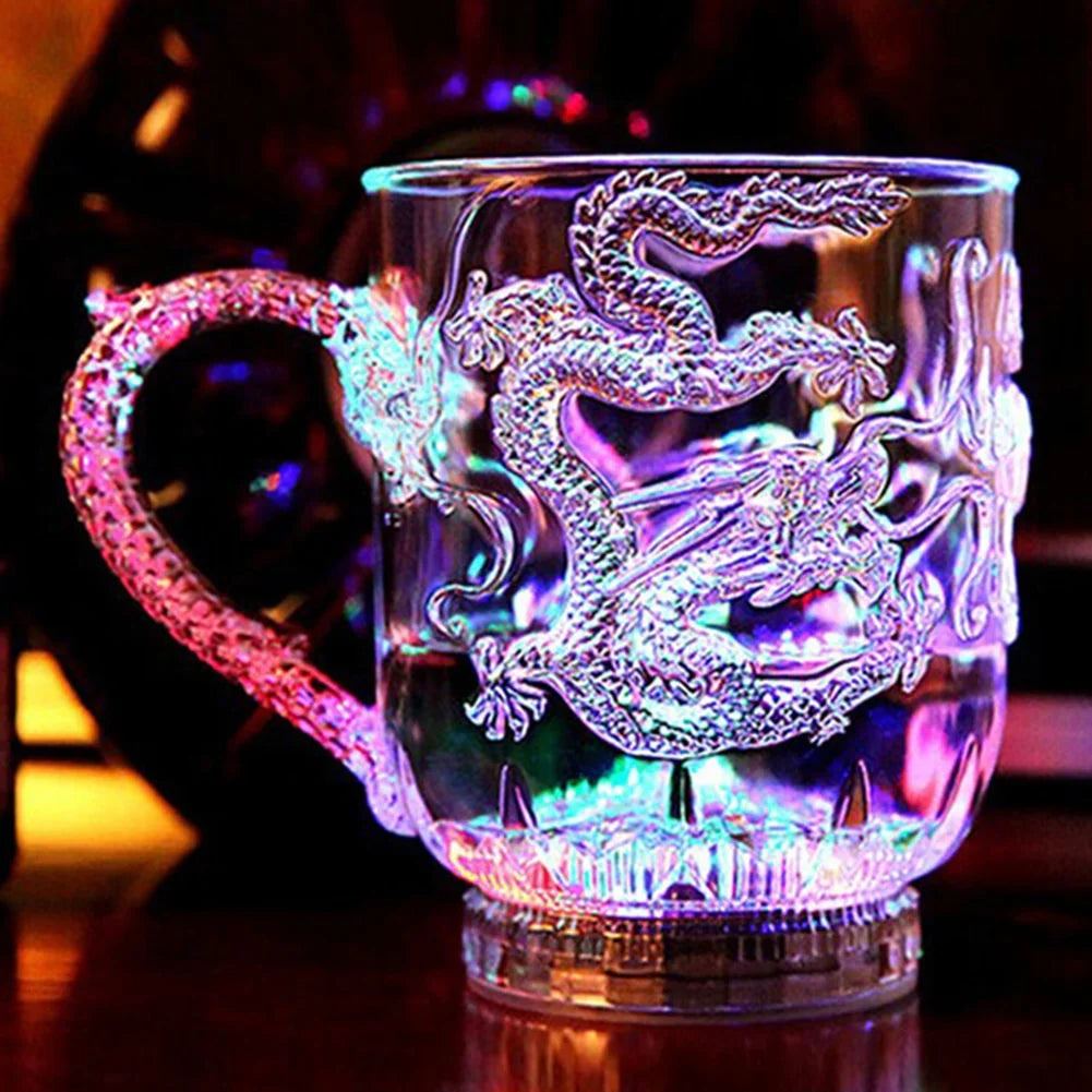 LED Flash Magic Color Changing Dragon Cup Water Activated Light-Up Beer Coffee Milk Tea Wine Whisky Bar Mug Travel Gift | 0