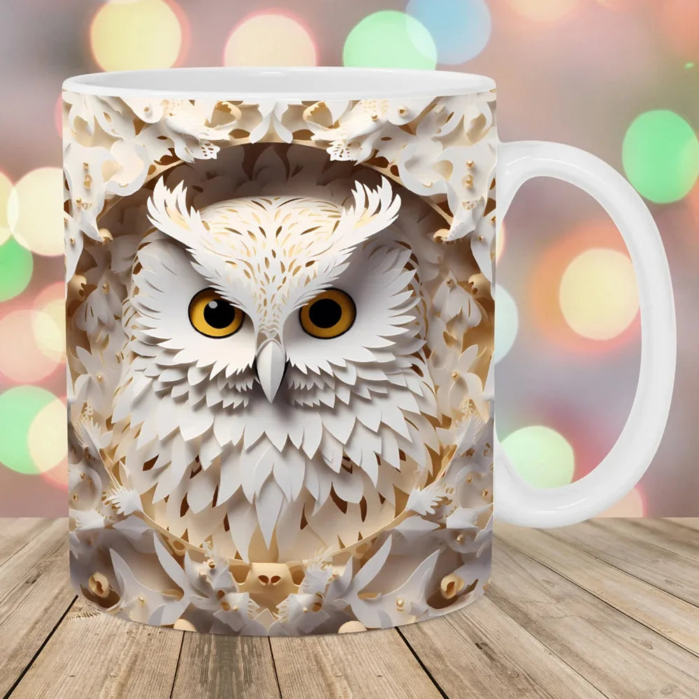 3D creative owl ceramic mug, retro creative coffee water cup, milk breakfast cup | Color:Pink