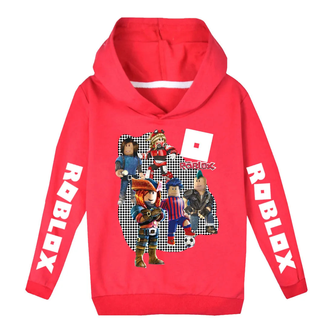 Roblox Children Hoodies Clothes Anime Spr Autumn Boys Girls Hoodies Set Kid Harajuku Fashion Pullover Tops | Color:Red