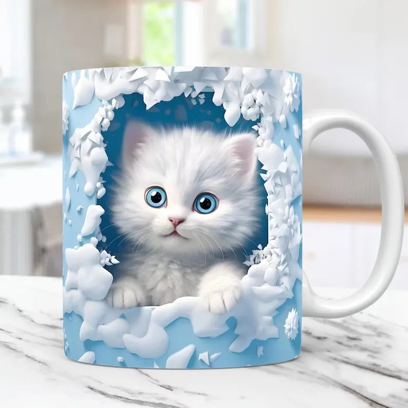 3D cat coffee ceramic mug kitten love friends birthday gift tea cup Christmas gift mug | Color:cat 015