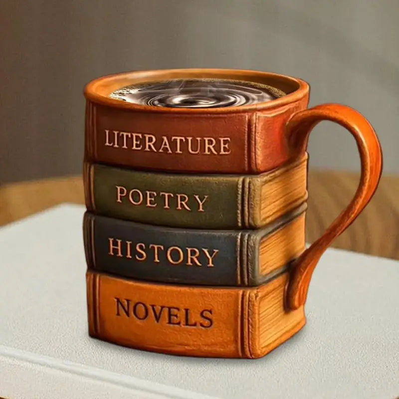 3D Painted Book Design Funny Coffee Mug Resin Wine Cups Heat-resistant Drinkware Mugs With Ergonomic Handle For Whiskey Juice | 4