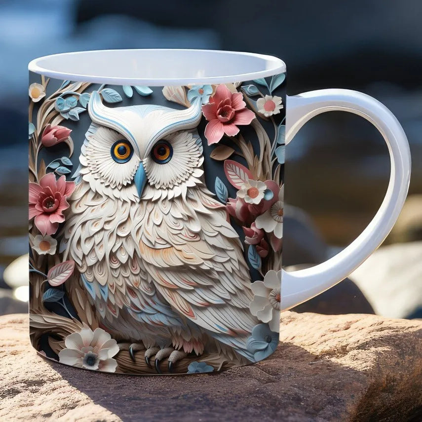 3D creative owl ceramic mug, retro creative coffee water cup, milk breakfast cup | 5