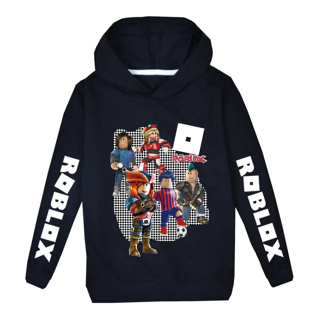 Roblox Children Hoodies Clothes Anime Spr Autumn Boys Girls Hoodies Set Kid Harajuku Fashion Pullover Tops | Color:Black