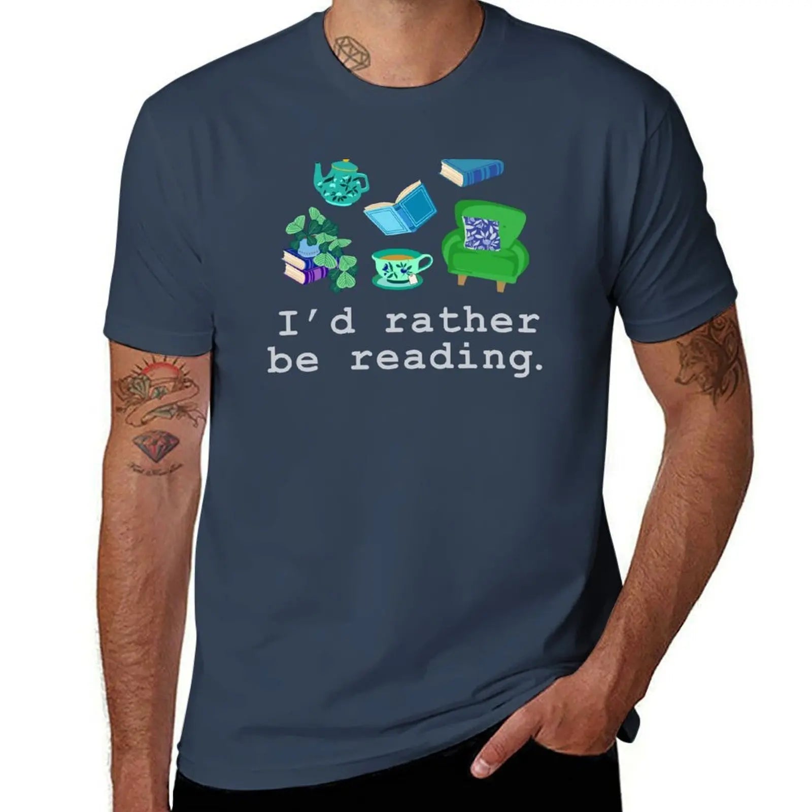 shirt and books tshirt t cotton man tea for anime shirts tees t graphic man T-Shirt Cozy | Color:Navy