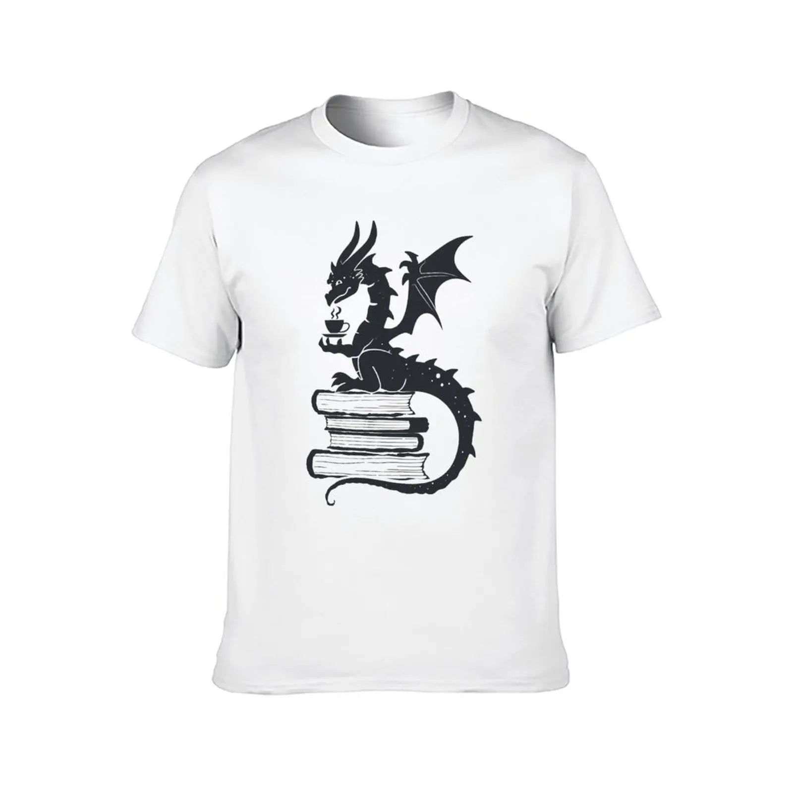 Cozy Dragon reading books and drinking hot tea T-Shirt t shirt men 100% cotton luxury brand funny t shirts dark humor T-shirt | 1