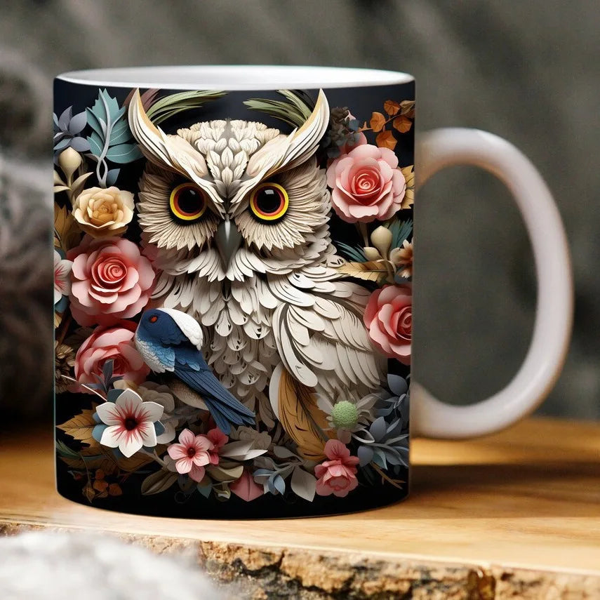 3D creative owl ceramic mug, retro creative coffee water cup, milk breakfast cup | 2