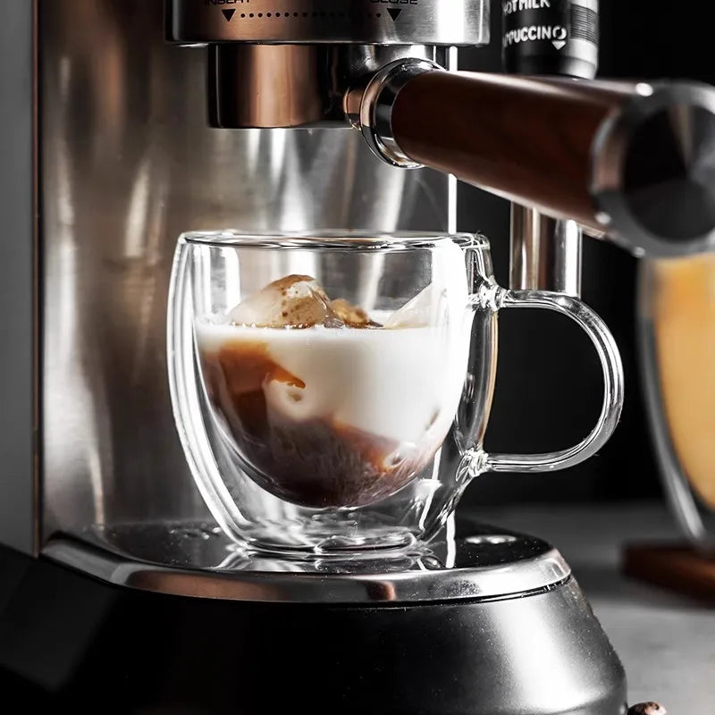 250/350/450ml Double Wall Glass Coffee Mugs Set Insulated Coffeetea Cup With Handle Borosilicate Glass Juice Milk Cup 2pcs | 2