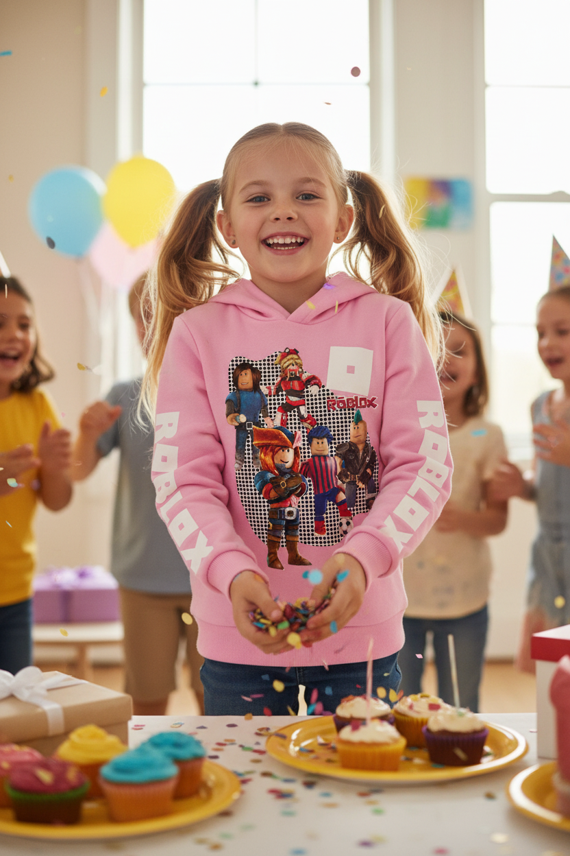 Girl pink Roblox hoodie party