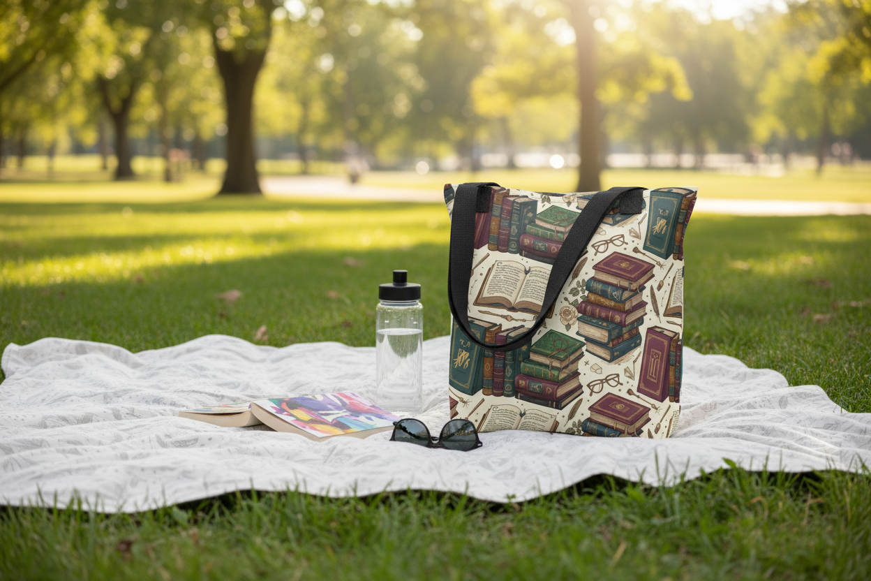 Tote bag at beach picnic