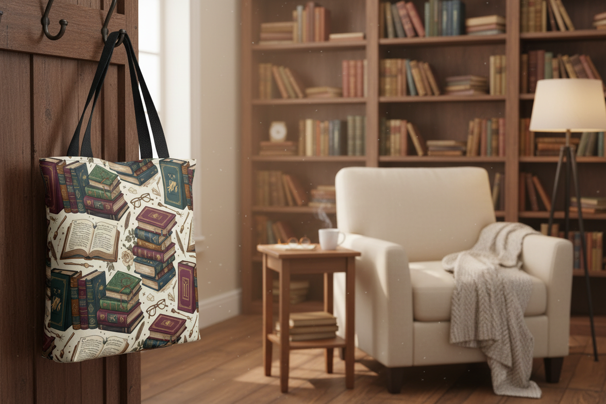 Tote bag in home setting